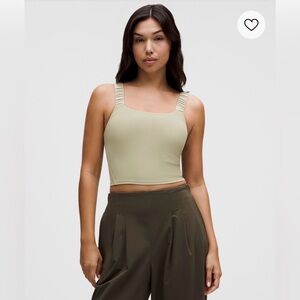NWT Lululemon Athletica Ruched-Strap Cropped Keyhole Tank Top in Raw Linen